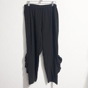 Oh My Gauze Pants Sz 2 Large XL Black Pull On Pockets Cargo Lagenlook Beach